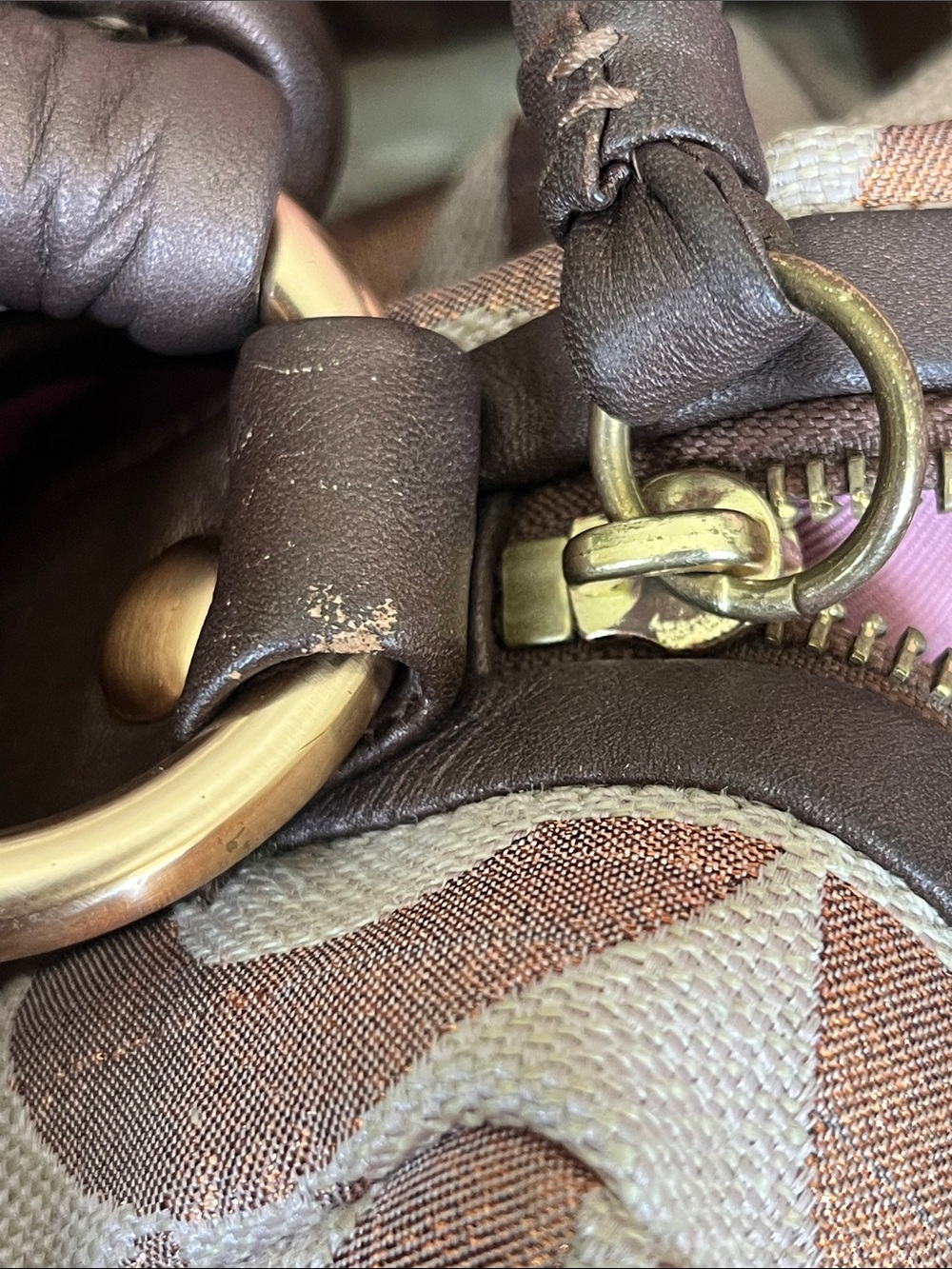Coach Brown and Pink Signature Jacquard Crossbody with Coin Pouch - Picture 9 of 10
